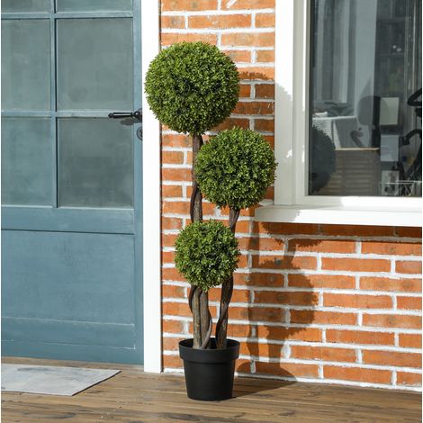 Bosso artificiale in vaso, 115 cm, pianta decorativa in plastica, verde, OKWISH (1/5)