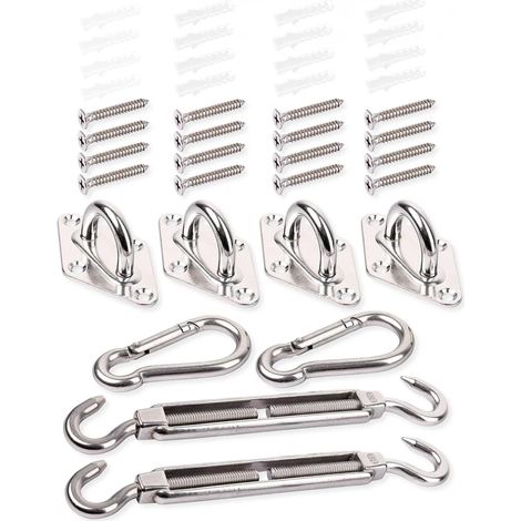 Kit de montage de filet d'ombrage - Kit de montage d'ombrage/pare-soleil 5 mm - Acier inoxydable - 40 pièces - Filet d'ombrage - Voile d'ombrage en acier inoxydable (1/5)