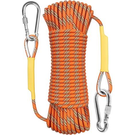 Corde de sécurité en nylon orange de 20 m, résistante à l'abrasion, pour travaux en haute altitude, alpinisme et escalade. (1/5)