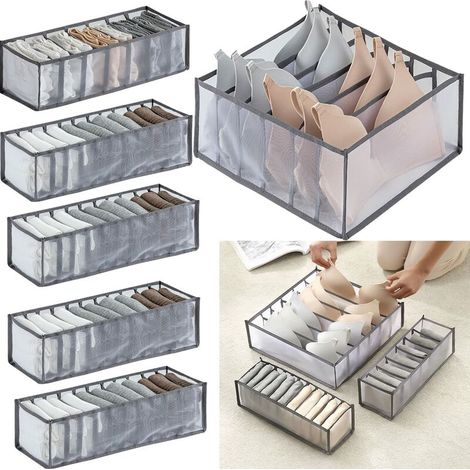 6 Pcs BoîTe De Rangement Pliable De Sous-VêTements Organisateur De Tiroir De Sous-VêTements, Boîte de Rangement à Tiroirs pour Ranger Soutiens-Gorge, Sous-Vêtements, Chaussettes (1/5)