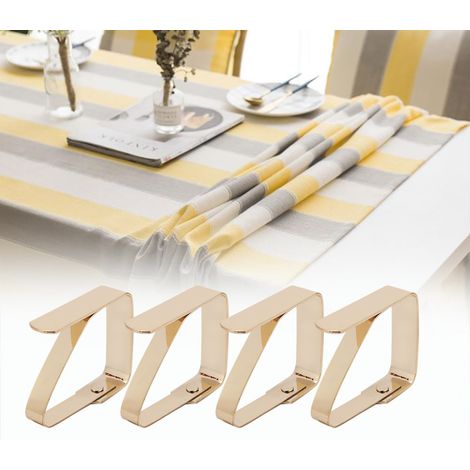 Lot de 4 pinces de fixation antidérapantes en acier inoxydable pour nappes, 5 x 4 cm (1/5)