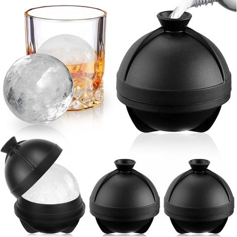 Ensemble de 4 moules à glaçons sphériques en silicone sans BPA - Noir (1/5)