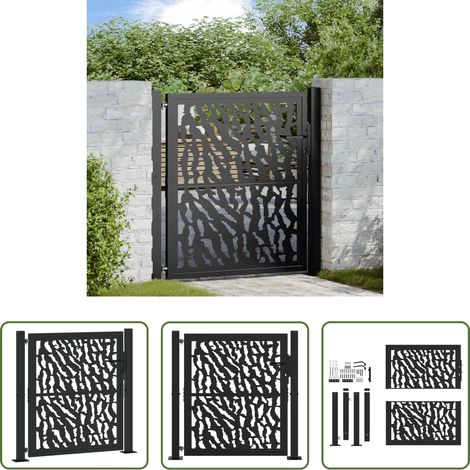 Stahl Tor -  Gartentor Schwarz 100x100 cm Stahl Trace Design