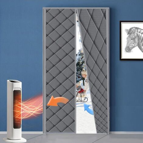 Thermal Insulated Winter Door Curtain 90x210 cm, Gray, Cold Resistant, Light Blocking, Soundproof, for Balconies, Living Rooms, Basements (1/5)