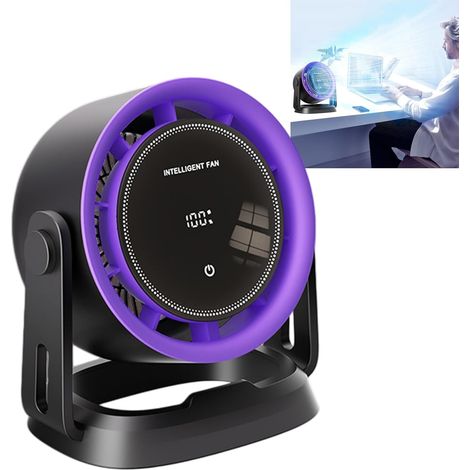 Ventilateur table Portable 100 réglages réglables pour bureau, haute vitesse, LED affichage numérique,Ventilateur USB silencieux (1/4)