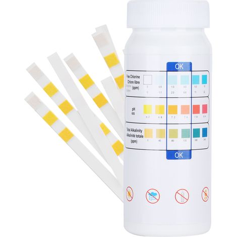 Bandelettes de test de pH 3 en 1 pour piscine et spa, accessoire pour nettoyeur de piscine (1/5)