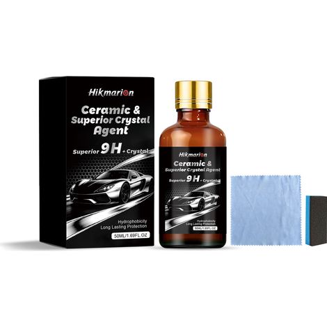 Car Ceramic Coating Kit: Car Paint Refurbishment, Brightening, and Full Car Crystal Coating Care Tools -- 50ml + Sponge + Towel -- BIEMMEDUE (1/5)