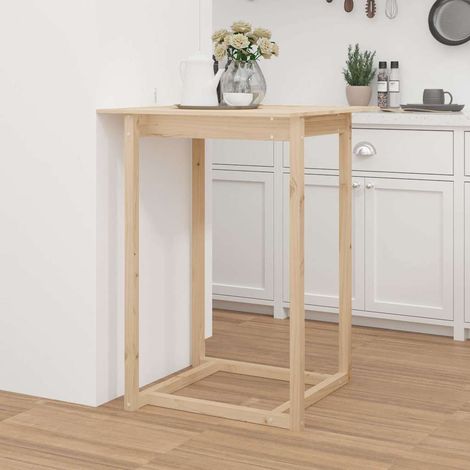 Table haute Table de bar - Mange-Debout 80x80x110 cm Bois massif de pin BV425894 - BonneVie (1/5)