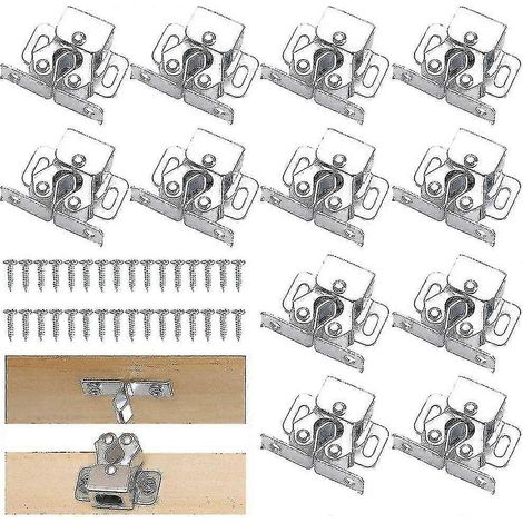12 loquets de placard, verrous à rouleau, verrou à double rouleau en acier durable avec vis pour placards (1/4)