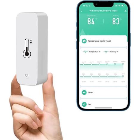 WiFi Thermometer Hygrometer Sensor, Wireless Temperature and Humidity Monitor for Home, Real-Time Remote Monitoring, Smart Thermohygrometer with Data Storage (1/5)