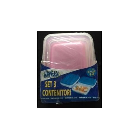 Set 3 contenitori rosa per alimenti Happy casa