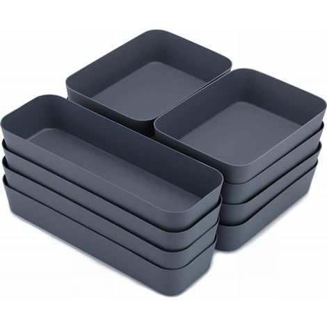 Lot de 10 organiseurs de tiroirs, organiseurs de bureau, coiffeuse, avec 3 tailles, séparateur de tiroir de bureau, accessoires de coiffeuse, pour maquillage, salle de bain, cuisine, bureau (1/5)