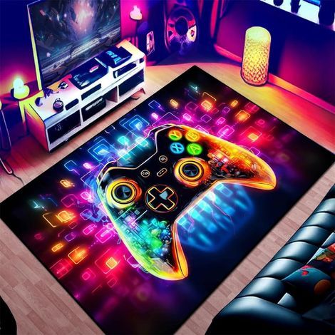 1 Tapis Sol Gamer 3D Ciel Étoilé, Flanelle Douce Antidérapante, Déco Chambre Enfant, Bleu, 160x230cm (1/5)