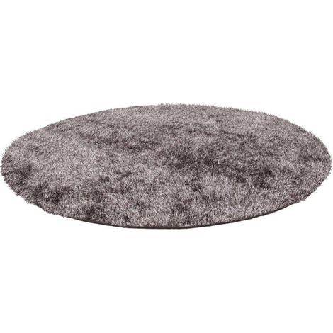 Tapis Shaggy Rond Fait Main "Diamond" Champagne 160 cm (1/2)