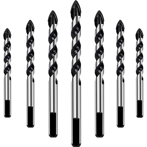 7-teiliges Bohrerset für Fliesen, Glas, Beton, Stein, Ziegel, Kacheln, Keramik und Spiegel (3 mm, 4 mm, 5 mm, 6 mm, 8 mm, 10 mm, 12 mm) – AIMOONSA