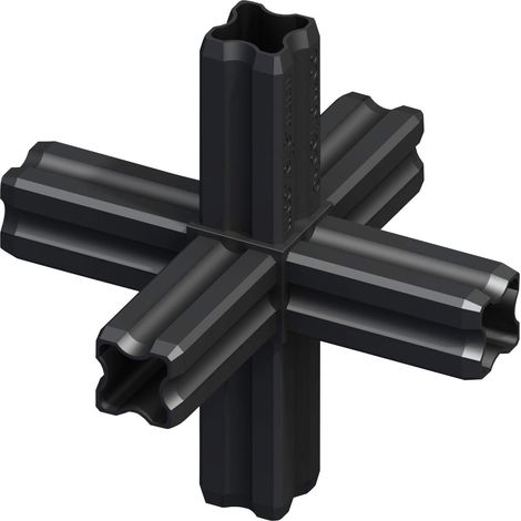 alfer Knotenverbinder 23,5 mm schwarz 6 Zapfen Kunststoff Verbinder Eckverbinder