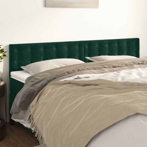 vidaXL Cabeceros terciopelo verde oscuro 200x5x78/88 cm (1/5)