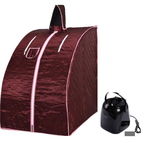 Kit de sauna portatif Tente portative de pièce de Sauna de vapeur avec le Pot de vapeur du chapeau 2.0L, support en métal fort d'acier inoxydable de SPA de bain amincissant Tente de sauna personnelle (1/5)