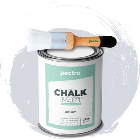 Vernice a Gessetto - PECTRO - GRIGIO CHIARO - 750ml - Pennello in Legno - Finitura Opaca