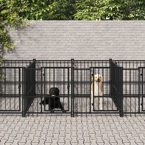 Chenil d'extérieur pour chiens Acier 11,26 m²