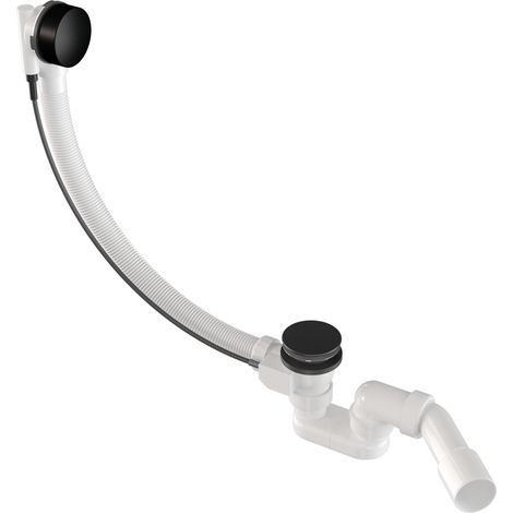 Siphon de Baignoire Automatique Granitan Noir avec Trop-plein en Polypropylène et Acier Inoxydable - 1 Pièce (1/4)