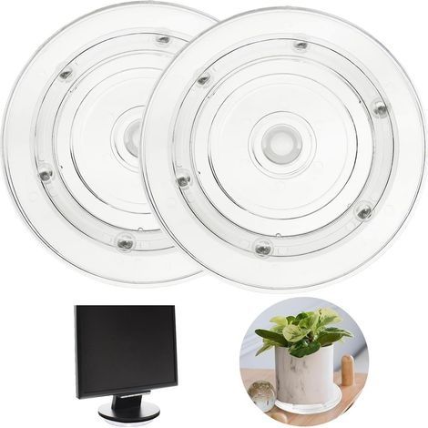 2 Pièces Plateau Tournant, 15cm Plateau Tournant Universel à 360° Supporte, Transrent Plateau Pivotant Rond Plateau Tournant Manuel avec Roulements à Billes en Acier pour TV Ordinateur Artisa (1/4)