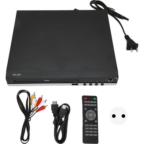 Mini DVD Player 1080p Prise en charge de la sortie AV Remote commande HD Interface multimédia CD avec le port USB 110‑240V (1/5)