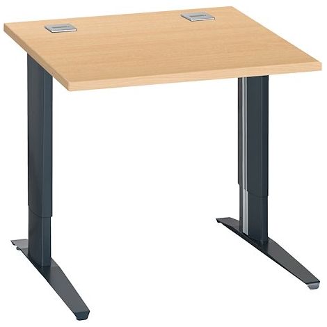 Bureau droit hêtre réglable L 80 cm piètement 'L' métal anthracite Essens - Maxiburo