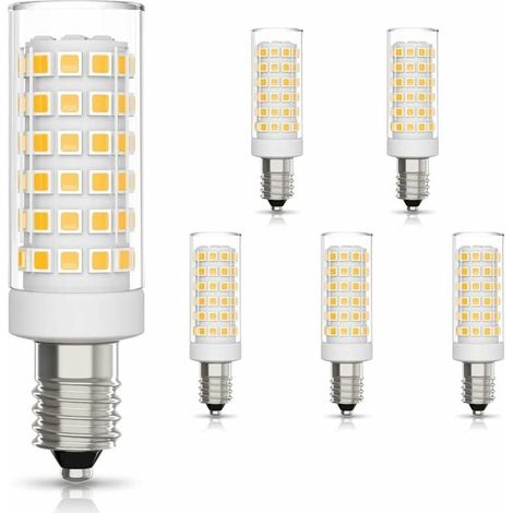 Lot de 6 ampoules LED E14 9W équivalent à 75W halogène, lumière blanc chaud 3000K, non dimmable, angle de diffusion de 360°, idéales pour une lampe de cuisine ou de cuisinière. (1/5)