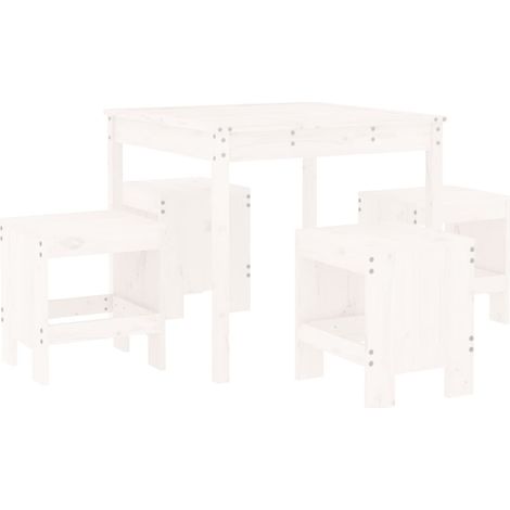Maison Exclusive - Ensemble à manger de jardin 5pcs blanc bois massif de pin