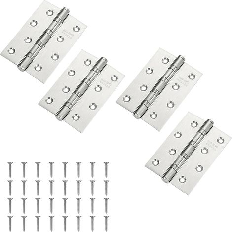 4pcs Charnières de Porte en Acier Inoxydable,100mm Charnières pour Placards Inox, Charnière Invisible Avec vis,Épaisseur 2mm Charniere Porte en Inox pour portes, fenêtres,Argenté (1/5)