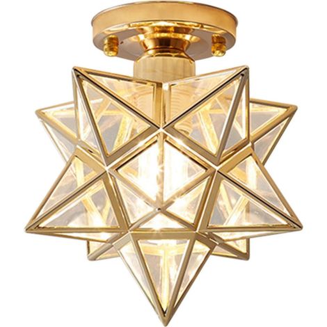 Fünfzackige Stern-Deckenleuchte, Flurlampe, Balkonlampe, kleine goldene Schmiedeeisenlampe