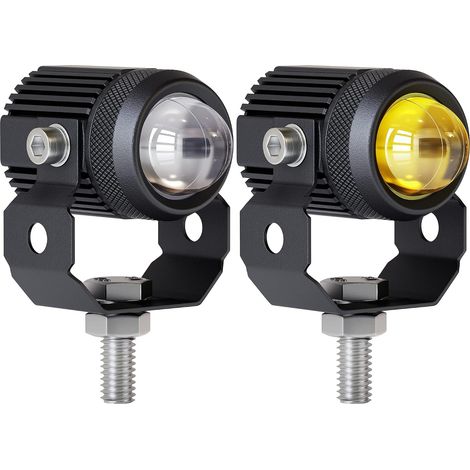 Stück LED-Nebelscheinwerfer für Motorräder, 60 W, weiße und gelbe LED-Projektoren, 1,3"-Zusatzprojektor, kompatibel mit Traktoren, Lkw, ATVs, UTVs, SUVs, Booten usw. (1/5)