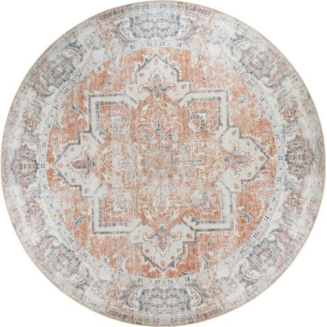 Tapis rond vintage, tons orange et bleu ø200 cm FEZ (1/4)