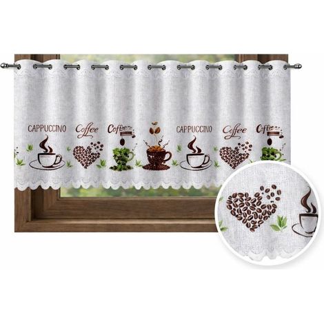 ZAZDOSTKA zazdroska Küchenvorhang KAWA COFFE Druck 100x40 + Saum
