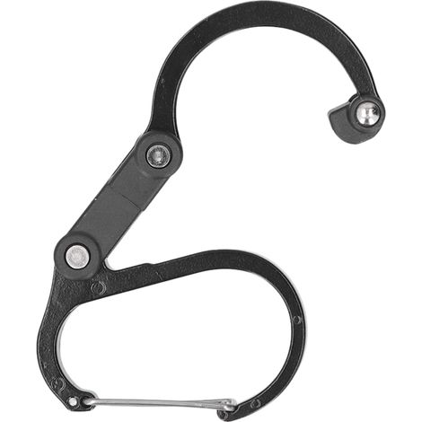 Multifunktionaler D-förmiger Karabinerhaken, Aluminiumlegierung, tragbarer Clip für Camping, Wandern, Picknicks und Outdoor-Aktivitäten, Schwarz (1/5)