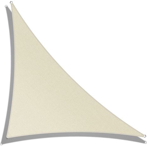 1 Voile d'ombrage triangulaire 3x3x4,3m, toile solaire imperméable avec anneaux en D, pour terrasse, jardin, piscine et camping (1/5)