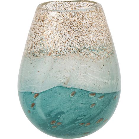 Vase Design en Verre "Gaspard" 17cm Turquoise (1/3)