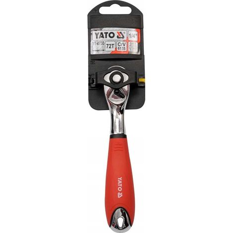 Cricchetto curvo con impugnatura in metallo-gomma da 1/4'' (155 mm) a 72 denti, modello Yato YT-0733 (1/5)