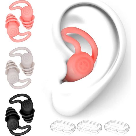 Paires de bouchons d'oreilles étanches en silicone souple avec réduction du bruit pour la baignade, le surf (noir, gris, rose) (1/5)