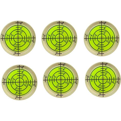 6x Wasserwaage, 32x7mm runde Bullseye-Wasserwaage für Stativ, Phonograph, Plattenspieler - fluoreszierendes Gelb