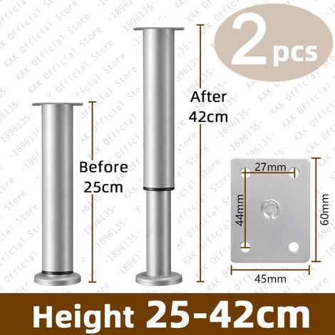 (Gris 25-42 cm) Ensemble de 2 pieds de support réglables, pieds de meubles, colonnes de support télescopiques (1/3)