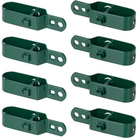 8-tlg. Grün Spannclip Set für Metallzaunpfosten - Gitter- und Drahtspanner für Zäune, Trockengestelle & Gartennetze (16x18x12 mm, Kunststoff)