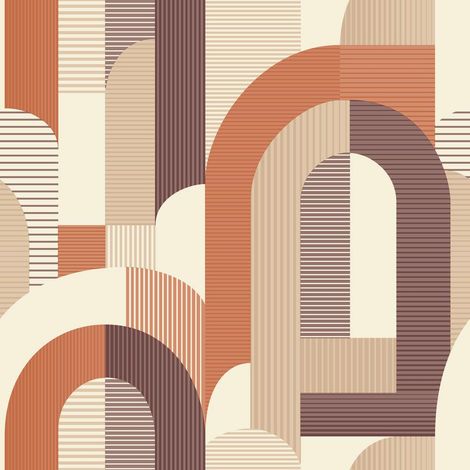 Maison Geometric Wallpaper Grandeco Retro Orange Purple Paste The Wall Vinyl (1/4)