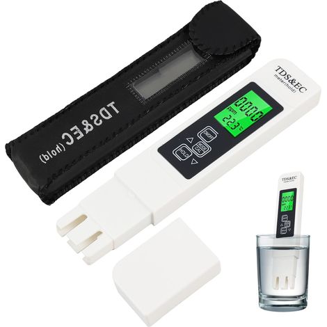 3-en-1 Digital Testeur Eau Potable avec TDS&EC, Thermomètre, TDS Meter avec Affichage LED, ATC, Test th Dureté Eau 0-9990 PPM pour Eau Potable, Piscines, Aquariums(Ne Teste PH) (1/5)