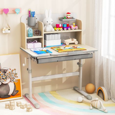 Bureau d'Écriture Réglable pour Enfants, Plateau Inclinable, 3-12 Ans Gris CW47817 (1/3)