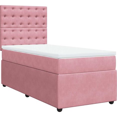 Maison Exclusive - Giroletto a Molle con Materasso Rosa 90x200 cm in Velluto (1/5)