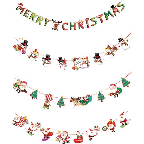 Guirlande De Noël - Guirlande À Motifs Père Noël Arbre De Noël Bonhomme De Neige - Décoration Pour Fête De Fin D Année Et Réveillon - 1 Pièce (1/5)