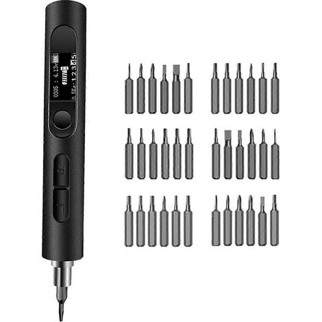 Kit de tournevis électrique 32 en 1 avec double réglage du couple, idéal pour la réparation de téléphones portables et tablettes (noir). (1/5)