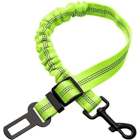 Ceinture de Sécurité pour Chien Voiture avec Absorption des Chocs Durable Réglable Elastique Fils Réfléchissants(Vert) (1/5)